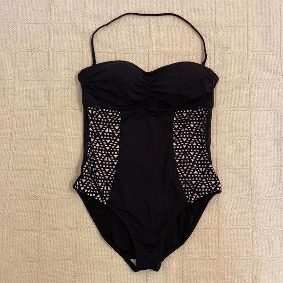 Kenneth Cole black bandeau one-piece swimsuit S - Picture 1 of 9